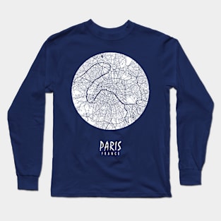 Paris, France City Map - Full Moon Long Sleeve T-Shirt